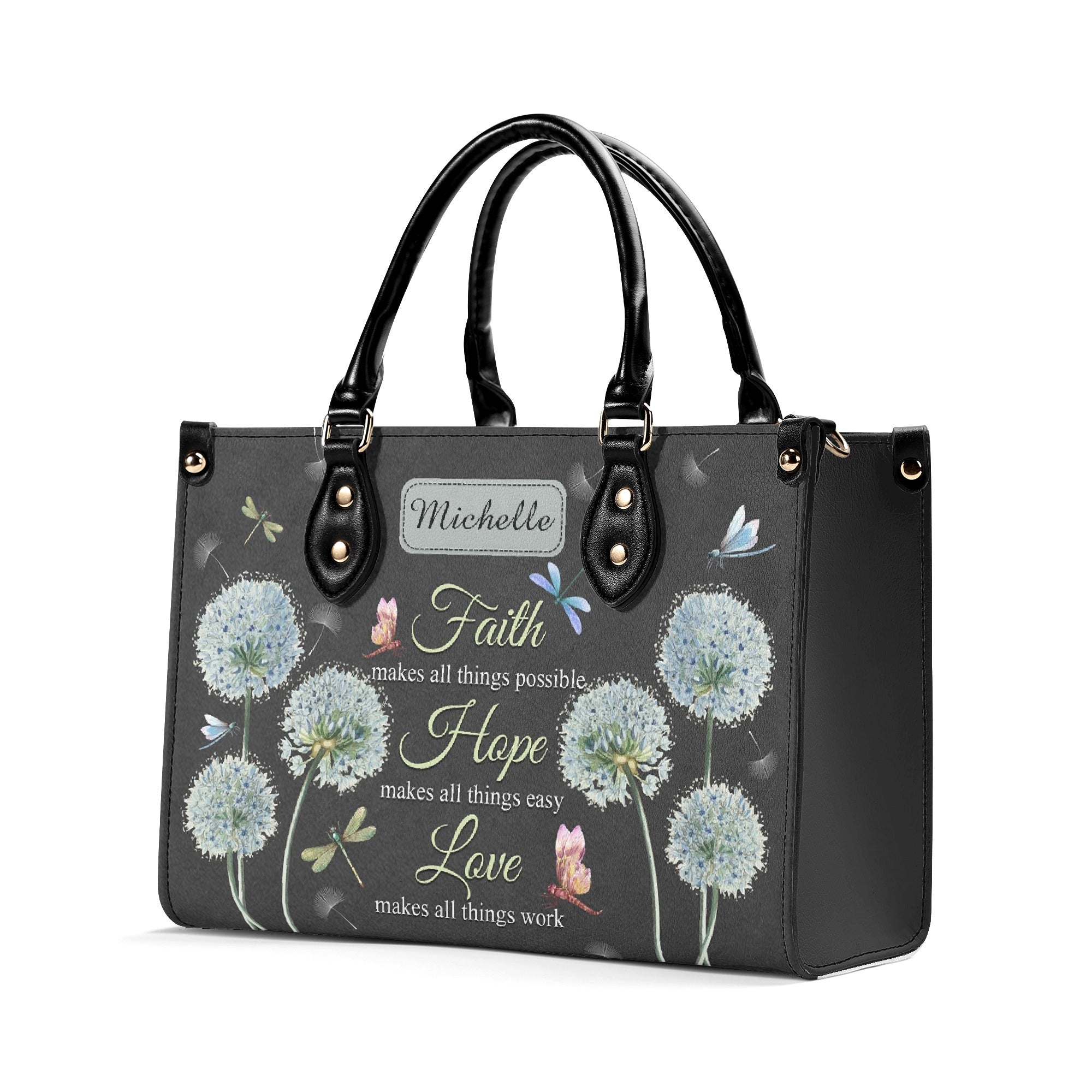 Faith Makes All Things Possible Leather Bag, Custom Leather Bag With Bible Verse, Jesus Bag. BLAF07